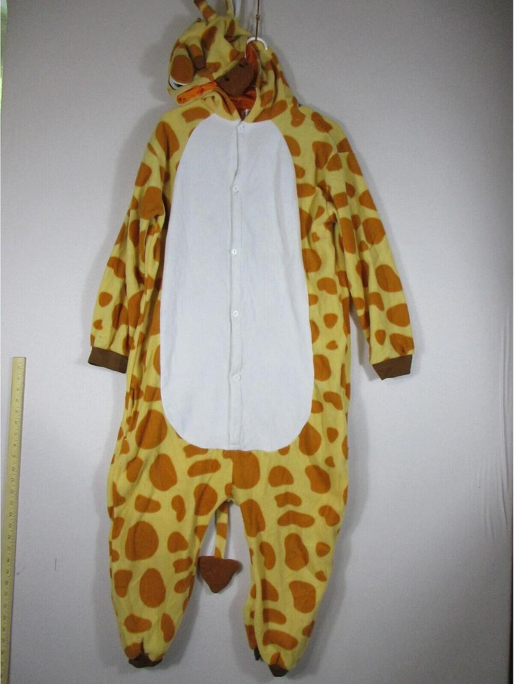 Spooktacular Creations Giraffe Costume Pajamas One Piece Jumpsuit Size L Beige